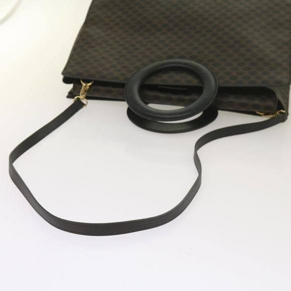 CELINE Macadam Canvas Hand Bag PVC 2way Black Auth 66733 - Picture 8 of 16